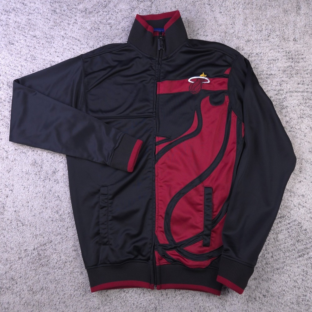 Miami Heat Jacket Mens Small Track UNK Blue Label Embroidered Big Logo Black